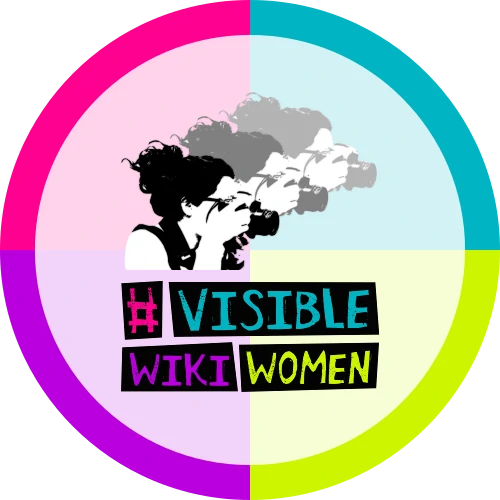 VisibleWikiWomen logo in colour and in a circle.