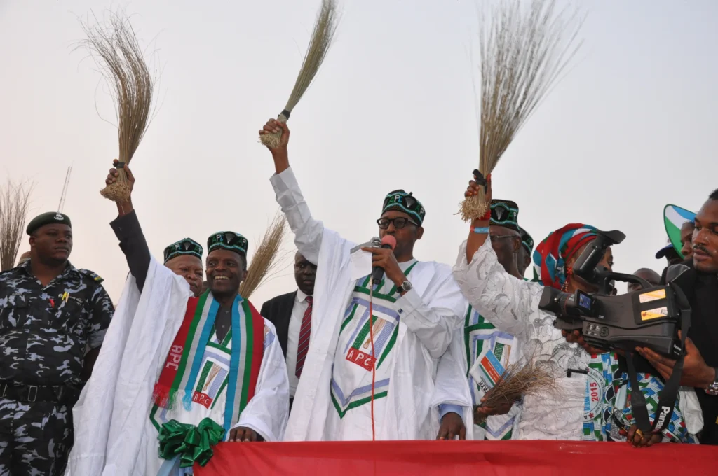 Nigerian president Buhari on the campaign trail.